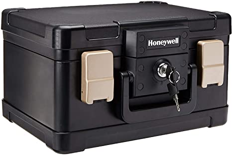 30 Minute Fire Safe Waterproof Safe Box Chest with Carry Handle, Small, 1102 4.3 Litre, Black (New Version)