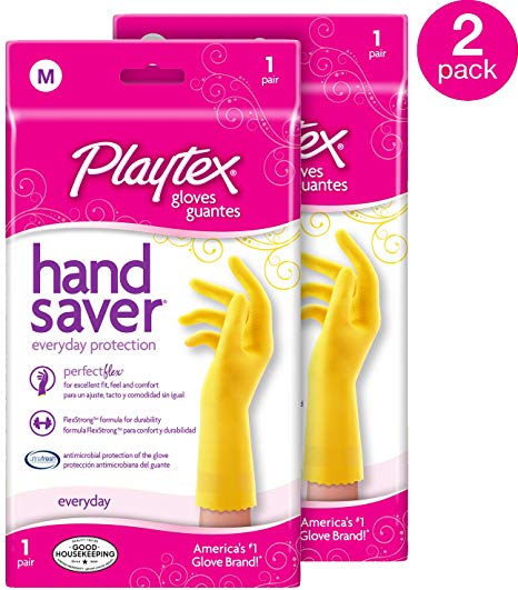 Playtex Handsaver Reusable Rubber Gloves, Medium (Pack - 2)