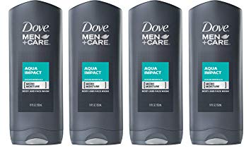 Dove Men Care Body and Face Wash, Aqua Impact, 18 Ounce (Pack of 4)