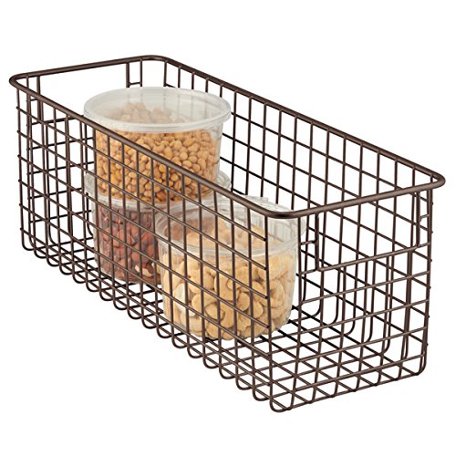 mDesign Tall Wire Storage Basket for Kitchen, Pantry, Cabinet - Bronze