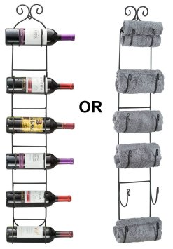 Sorbus Wall Mount Wine/Towel Rack (Holds 6 Bottles)