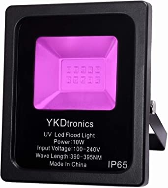 YKDtronics 10W UV LED Black Light, Indoor and Outdoor LED Blacklights for Neon Glow, Blacklight Party, Stage Lighting, Fluorescent Effect, Halloween, Glow in The Dark and Curing
