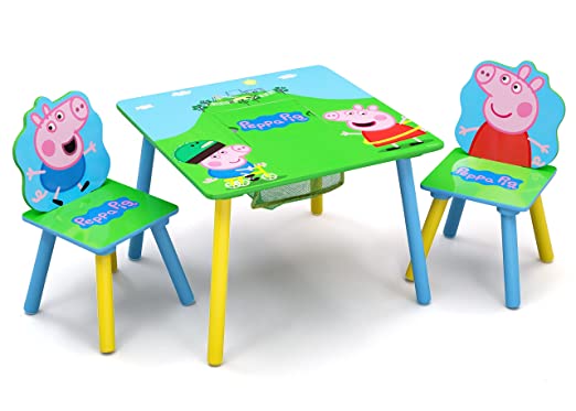 Delta Children Kids Table and Chair Set With Storage (2 Chairs Included) - Ideal for Arts & Crafts, Snack Time, Homeschooling, Homework & More, Peppa Pig