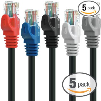 Mediabridge Ethernet Cable ( 5-Pack - 1 Foot ) Supports Cat6/5e/5, 550MHz, 10Gbps RJ45 - Multi-Color ( Part# 31-699-01X5M )