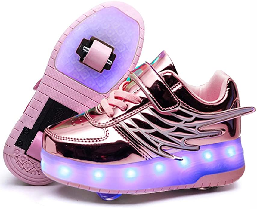 Ufatansy USB Charging Roller Shoes Roller Skate Shoes for Girls Kids LED Light up Wheels Shoes Boys Sneakers for Kids Best Gifts