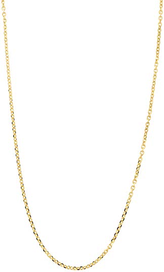 Solid 14k Yellow or Rose Gold Delicate Diamond Cut 0.85 Millimeters Cable Chain Necklace