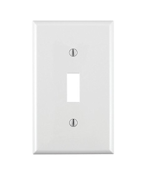 Leviton 80701-W 1-Gang Toggle Device Switch Wallplate, Standard Size, Thermoplastic Nylon, Device Mount, White