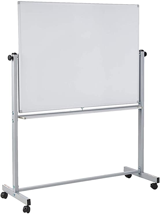 Offex Mobile Magnetic Large Whiteboard on Wheels, Free Standing Double-Sided Dry Erase White Board for Teachers, Students, Children, Classroom, Office - 48"W x 36"H