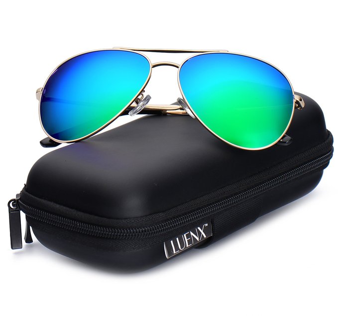 Aviator Sunglasses Polarized for Men & Women with Case 400 UV Mirrored 58mm
