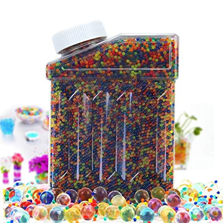 POKONBOY Water Beads Rainbow Mix Water Bead Toys Large Water Beads Pack 50000 Beads Non Toxic Water Beads Vase Filler Bottle Pack Bead Sensory Balls for Kids Water Beads Gun Party Favors