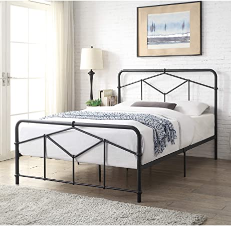 DG Casa Beekman Metal Platform Bed Frame, Queen Size in Black