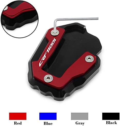 Hunter-Bike Motorcycle Kickstand Enlarger Pad Side Foot Stand Extension Plate For Honda CRF1100L CRF 1100 L Africa Twin Adventure Sports DCT2019-2021 (Red)