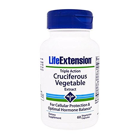 Life Extension Triple Action Cruciferous Vegetable Extract Veggie Capsules, 60 Count