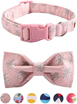 Unique style paws Bowtie Dog Collar and Cat Collar Handemade Detachable Bowtie Dog Collar Plastic Buckles Durable Adjustable Dog Collars for Small Medium Large Dogs