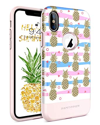 iPhone X Case BENTOBEN Shockproof Gold Pineapple Anti-Scratch Hard Protective Case for iPhone X Gold