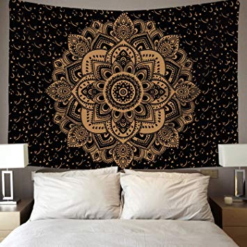 Mandala Tapestry Wall Hanging Tapestry Black and White Psychedelic Hippie Tapestries Bohemian Gypsy Tapestry Indian Mandala Wall Tapestry for Bedroom Dorm Decor