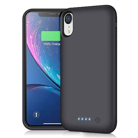 Pxwaxpy 6800mAh iPhone XR Battery Case - Portable Protective Charging Cover, Extended Rechargeable Power Bank, 6.1 inch, Black