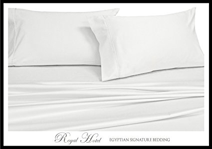 Royal Hotel Collection Ultra-Soft Sheets, Silky Soft 100% Microfiber Bed Sheets set, Deep Pocket, Wrinkle and Fade resistant, Hypoallergenic (Cal King White)