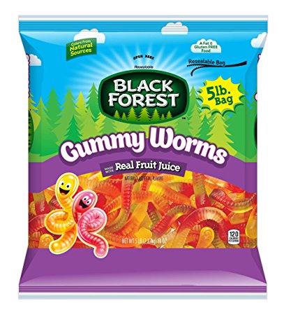 Black Forest Gummy Worms Candy, 5 Pound Bulk Candy Bag