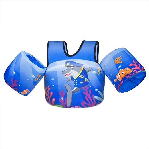 Faxpot Kids Swim Vest for Children Learn Swimming Training, Toddler Swim Aid Floats with Shoulder Harness Arm Wings for 30-60 lbs Boys/Girls Sea Beach Pool