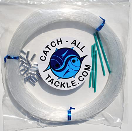 Catch All Tackle Monofilament Fishing Leader Kit 100yds 1.6mm-250lb Clear-Loop Protectors crimps