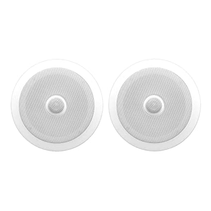 6.5'' In-Wall/In-Ceiling Midbass Speakers (Pair) - 2-Way Woofer Speaker System Directable 1” Titanium Dome Tweeter Flush Mount Design w/ 65Hz - 22kHz Frequency Response 250 Watts Peak - Pyle PDIC60