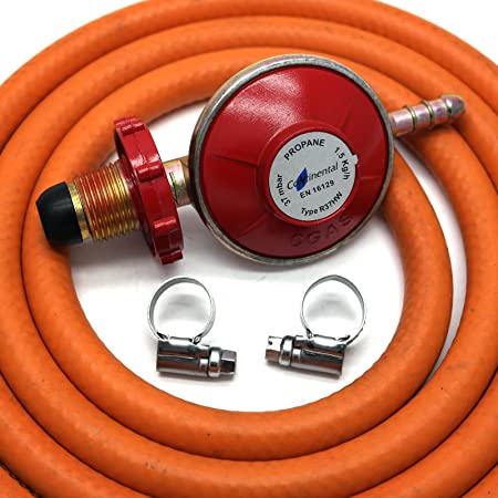 Hand-Tight Propane Gas Regulator With 2M Hose   2 Clips Fits Calor Gas / Flogas