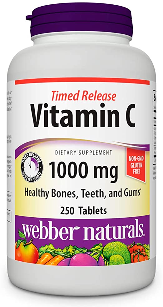 Vitamin C Timed Release, by Webber Naturals, 1000mg, with bioflavonoids, 250 Tablets