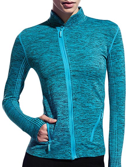 Women Running Yoga Slim UV Protect Sweatshirts with Two Side Pocket Jacket Coat