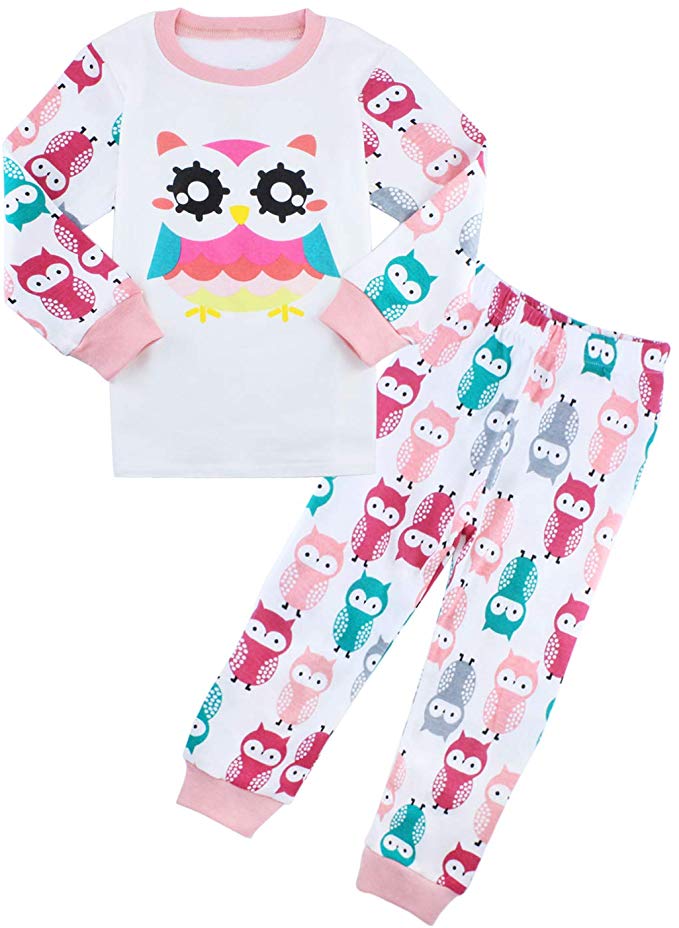 Pajamas for Girls Toddler Kids Long Sleeve Jammies Children Sleepwear 2-Piece Clothes Set Size 2-8T