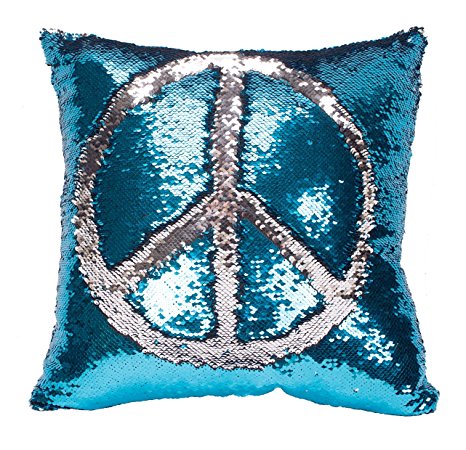 Idea Up Reversible Sequins Mermaid Pillow Cases 4040cm with magic mermaid sequin (blue and silver)