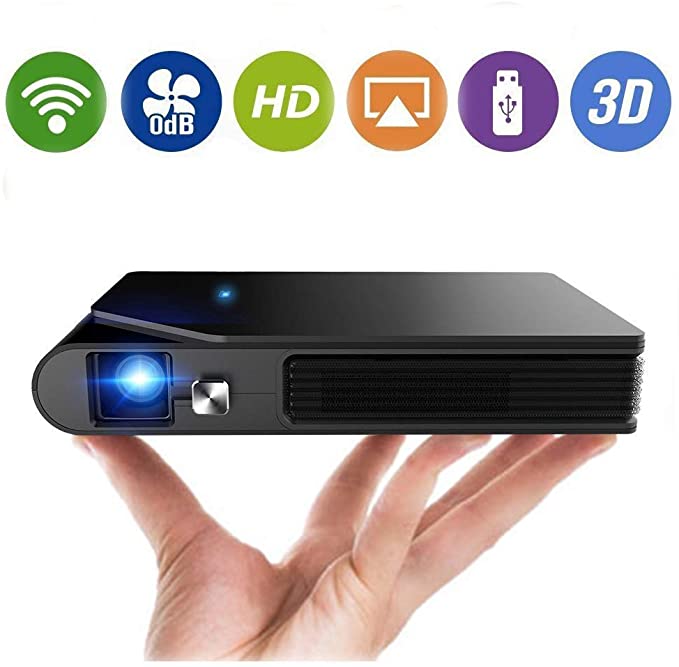 2020 Mini Pocket Wifi Projector 3D DLP 3600 Lumens WXGA HD LED Portable Wireless Video Projector with Battery Support 1080P Airplay HDMI USB Auto Keystone for Gaming Home Theater Outdoor Movie Camp