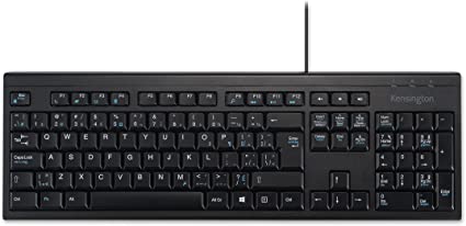 Kensington English and Canadian French Bilingual Wired USB Keyboard, 105 Key, Black (K72200CA)