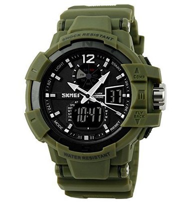 USWAT® Military Multifunction Waterproof Digital LCD Alarm Date Mens Military S-Shock Sports LED Wrist Watches - Green