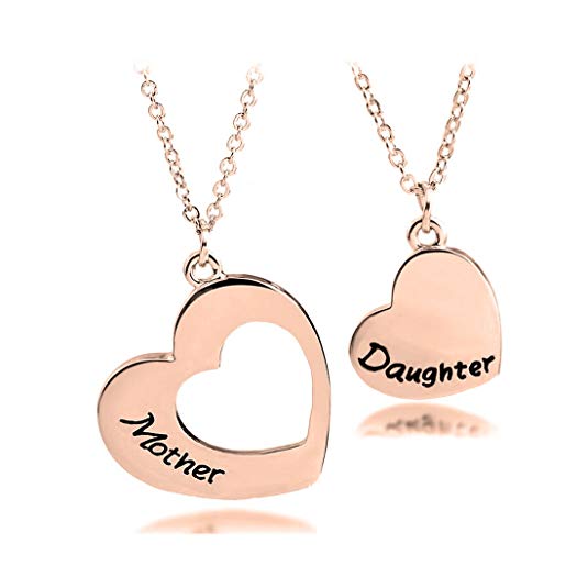 KUIYAI Mother Daughter Necklace Set of 2 Matching Heart Mom Me Jewelry