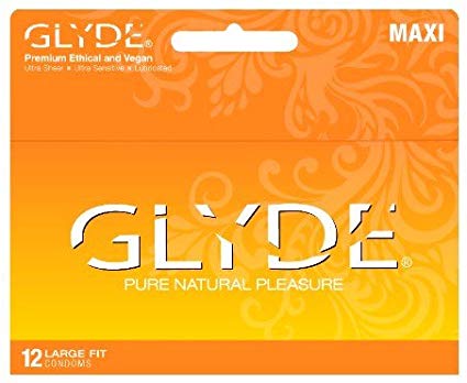Premium Large Condoms - GLYDE MAXI Larger Fit Condom 36 Pack / Generous Room, Sensitive & Strong, the #1 Natural Large Condom Brand