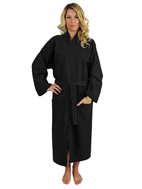 100% Luxurious Turkish Cotton Waffle Diamond Pattern Kimono Spa Bathrobe for Women