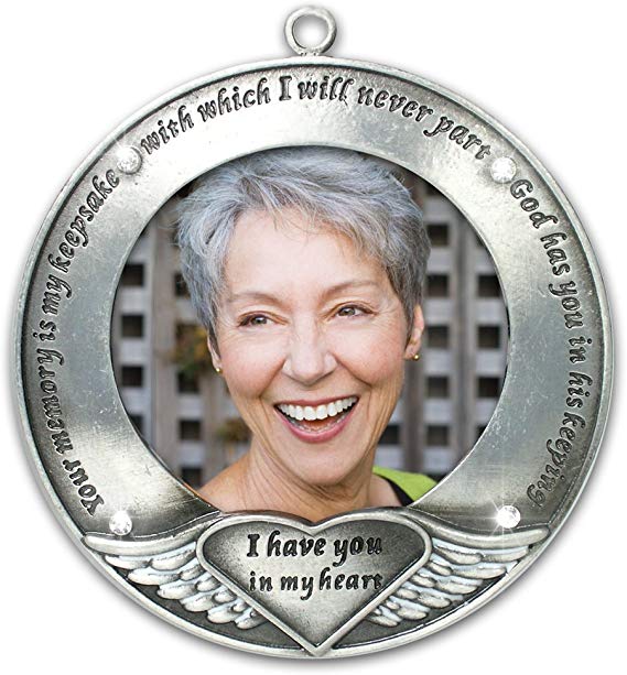 BANBERRY DESIGNS I Thought of You with Love Today Brushed Metal Photo Ornament - Memorial Ornament Engraved with Your Memory is My Keepsake - Loss of a Loved One - Bereavement Gift - in Loving Memory