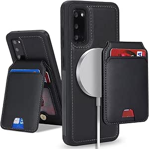 Galaxy S20 Leather Wallet Case, Magnetic Phone Case with Credit Card Holder, 2-in-1 Detachable for Men-Black