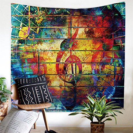 Music Decor Wall Tapestry Wall Hanging Music Note Tapestry Colorful Tapestry Psychedelic Bohemian Mandala Tapestry Indian Wall Art Wall Tapestry for Bedroom Living Room Dorm Decor