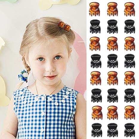 Beinou Hair Clips Mini Hair Claw Clips Hair Pins Clamps for Girls and Women (24 Pieces, Black and Brown)