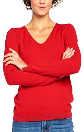 BENANCY Women's Simple V-Neck Pullover Soft Knit Long Sleeve Sweater Top