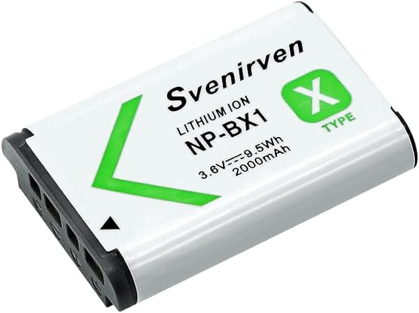 Svenirven 2000mAh NP-BX1 Battery for Sony NP-BX1/M8, Cyber-Shot DSC-HX80, HX90V, HX95, HX99, HX350, RX1, RX1R II, RX100 (II/III/IV/V/VA/VI/VII), FDR-X3000, HDR-AS50, AS300, ZV-1 and More(1 Pcs)