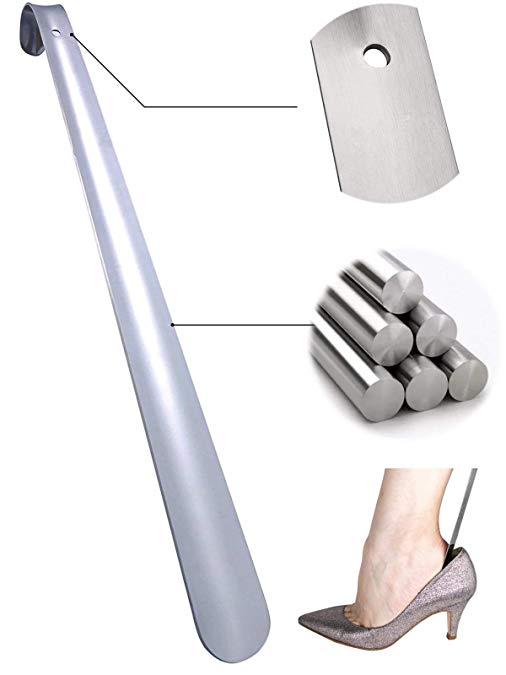 41cm (17-inch) Shoe Horn Long Handled Made By Stainless Steel Designed for Seniors, Pregnancy & People with Back Pain