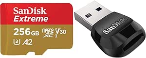 SanDisk 256GB Extreme for Mobile Gaming microSD UHS-I Card - C10, U3, V30, 4K, A2, Micro SD - SDSQXA1-256G-GN6GN & MobileMate USB 3.0 microSD Card Reader- SDDR-B531-GN6NN