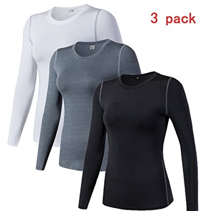Women's Compression Shirt Dry Fit Long Sleeve Running Athletic T-shirt Workout Tops