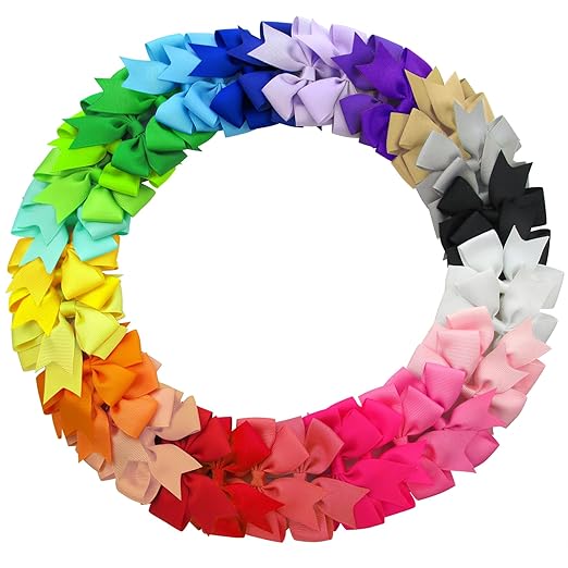 Pinwheel Hair Bows For Girls, Girls Bows For Hair Accessories, Girls Hair Bows 4 Inch With Clips In Pair Pigtail 40Pcs (20Colors x 2)