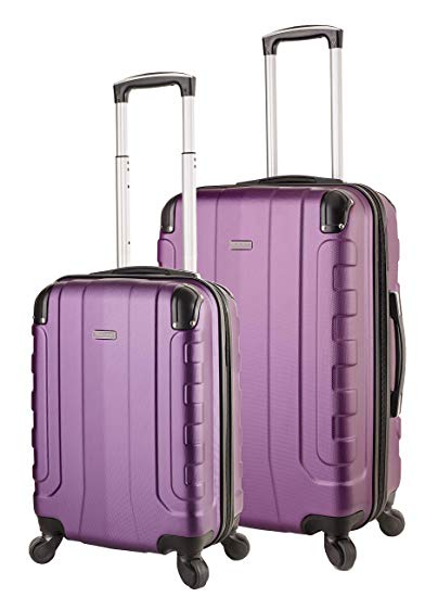 TravelCross Chicago Luggage Lightweight Spinner Set - Purple, 2 Piece (20'' / 24'')