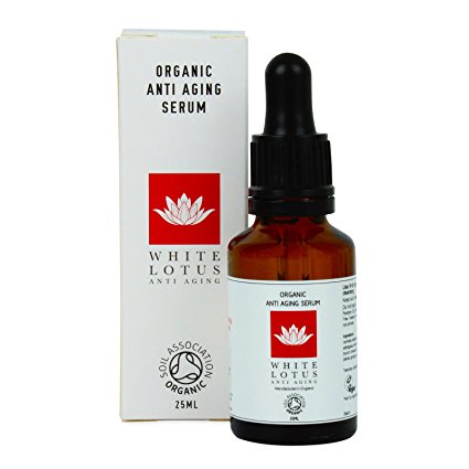White Lotus- Organic Anti Aging Serum- Green Tea Oil, Proven Scientifically to Rejuvenate Skin Cells- Non-oily, High in Antioxidants & Vitamin C- Perfect Anti Ageing Serum 25mL
