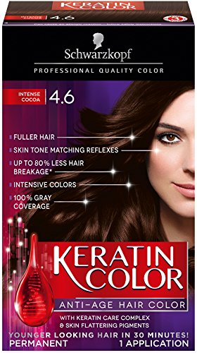 Schwarzkopf Keratin Color Anti-Age Hair Color Cream, 4.6 Intense Cocoa